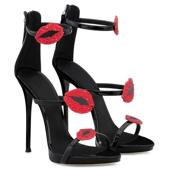 Nový Štýl Luxusné Sandále Sexy Party Elegantné Dámske Topánky Drahokamu Späť Na Zips Čerpadlá Lete Típat Prst Stiletto Vysoké Podpätky