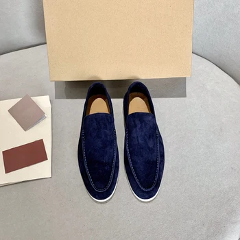 Tmavo modré Šťastie buttonless ležérne topánky 2023 low-top multi-farebné čipky low-náklon podrážkou dámske luxusné kožené papuče krásne komfortn