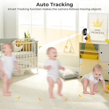 4MP, WiFi, Fotoaparát, Dual Screen Dual Objektívom Baby Monitor Ai Ľudských Detekcie Krytý Home Security CCTV kamerový